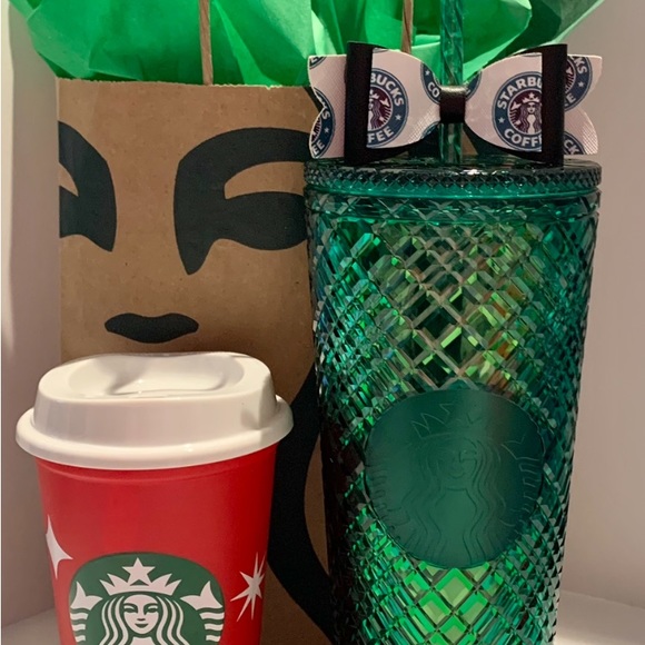Starbucks New Jeweled Tumbler Bow Topper & Limited Edition Red Cup - Picture 2 of 4